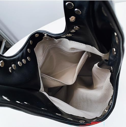 Trendy Leather Shoulder Bags For Women Studded Hobo Bag For Travel Womens Y2K Underarm Purse Small Punk Tote Handbag4