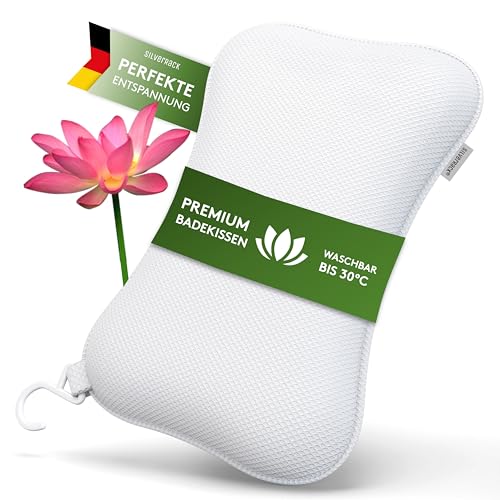 SilverRack Almohada para bañera de alta calidad, color blanco, cojín para bañera con ventosas, cojín cervical como reposacabezas para el cuello y el jacuzzi, accesorios para bañera, spa
