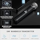 Phenyx Pro Wireless Microphone System, Dual Wireless Mics w/ 2 Handhelds, Auto Scan, 2x100 UHF Frequencies, 328 ft Range, Dynamic Microphone for Singing, Karaoke, Church (PTU-71-2H) - Image 3
