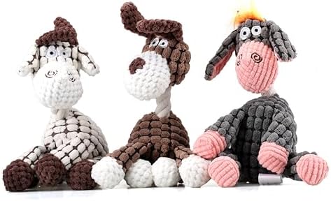 Squeaky Plush Dog Toys, 3 Pack Stuffed Animal Plush Chew Toys wit...