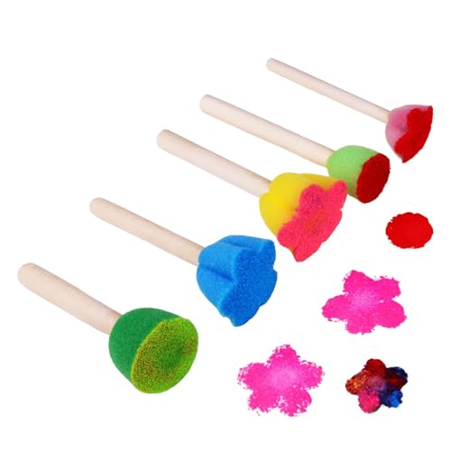 Image of Children Sponge Paint Brushes – Creative Art Stamp Set, Craft Painting Tools | Durable Foam Shapes Quick Dry Structure, Perfect For Drawing Classroom Craft Activity