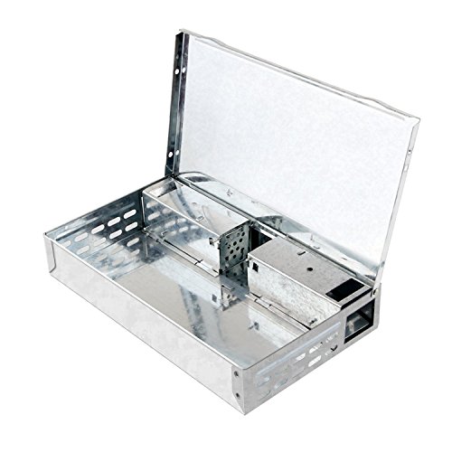 Preisvergleich Produktbild HUX EYE Lebendfalle, Mausefalle tierfreundlich, Multi-Catch, Wiederverwendbare lebende Mäusefalle, 27x16x5 cm, geeignet für In- und Outdoor, verzinkt_MAF5003