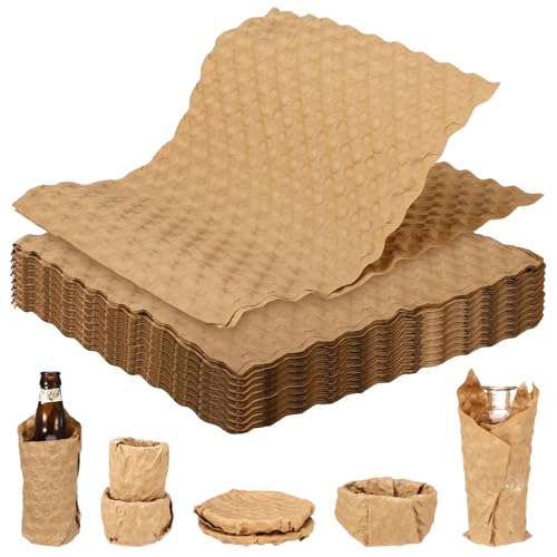 60 Pcs Paper Bubble Wrap, Cushioning Wrap 29 * 30 CM Packing Supplies for Storing Delicate Items Moving Shipping, Alternative to Plastic Bubble Filler for Moving Boxes