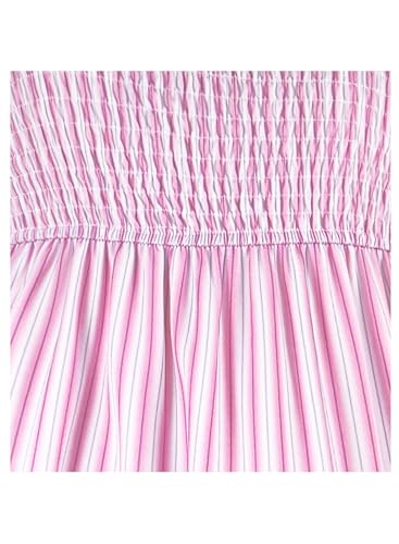 Image of Maxi Dresses for Women 2025 Summer Pink Striped Long Sundresses Casual Flowy Sexy Spaghetti Strap Smocked Sleeveless Empire Waist Beach Vacation Trendy Sun Dress