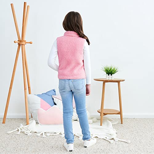 Image of JESKIDS Girls' Boys Sherpa Fleece Vest Outwear Lightweight Solid Color Cute Jacket with Pockets 2-11 Years