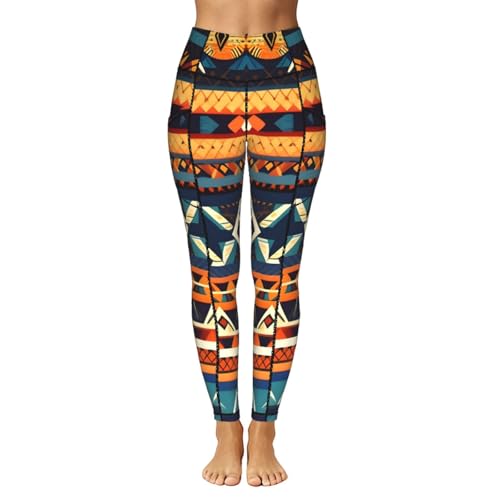 Legging de sport imprimé anti-glissement avec poches latérales taille haute