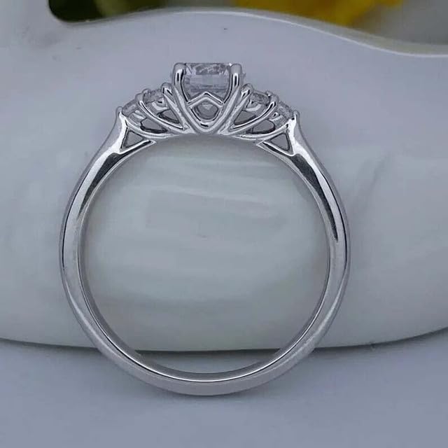 1 1/5 CT Round Shape Simulated White Diamond Prong Set Wedding Engagement Ring In 14K White Gold Plated 925 Sterling Silver Gift for Womens (1.20 Carat)