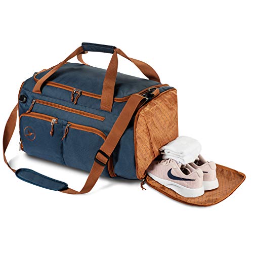 Hummingway Large Duffel Gym Bag: Navy Blue Sports Duffle Bag for Men and Women