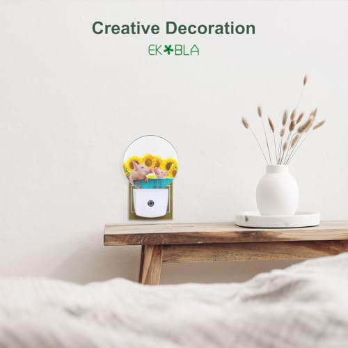 Image of EKOBLA Piggy Night Light, Cute Pink Farm Animal Night Lights Plug Into Wall with Auto On /Off for Home Decor and Kids Gifts