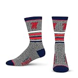 For Bare Feet NCAA Mississippi Ole Miss Rebels 5 Star Crew Sock Marble Grey Large