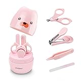 4-in-1 Baby Nail Kit, LIVEBAY Baby Manicure Kit, Baby Nail Clipper, Scissor, Nail File & Tweezer Pedicure kit for Newborn, Infant & Toddler (Pink)