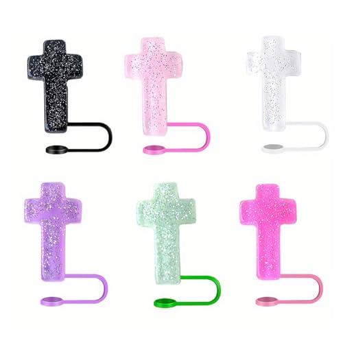 JOKOTI Pack Of 6 Colorful Resin Straw Tip Covers Religious Straw Protectors Sweet Straw Covers Religious Shape Straw Covers