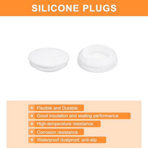 Image of uxcell 4 Pcs Silicone Plugs, Rubber Round Snap in Locking Hole Plugs for 25-27mm Hole, Hole Stoppers Waterproof Hole Plug for Metal Tube, Furniture End Caps Inserts, White