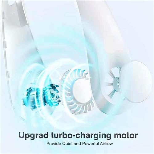 Image of Portable Hanging Bladeless Neck Fan, Rechargeable Battery Operated, with 3 Wind Speeds (White)