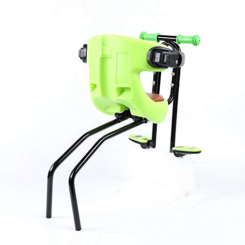 RIAHNEAH Front Mounted Baby Bike Seat, Guardrail Anti Slip Armrest Steel Safety Chair, Removable Child Front Bracket Sponge Pad Mountain Bicycle Stool Front Seat, Green