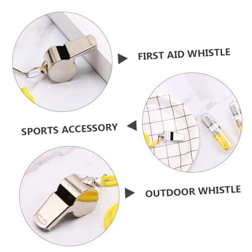 12 silbatos deportivos acero inoxidable con cuerda miniatura 3