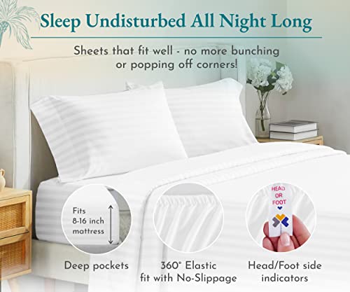 California Design Den Damask Sheets, 500 Thread Count 100% Cotton Bed Sheets King thumb #3