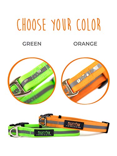 Mighty Paw Waterproof Dog Collar, Smell-Proof Active Dog Gear, Coated Nylon Webbing With Reflective Stripe. (Orange, Medium) #TOP7