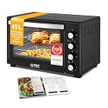 TZS First Austria - Mini Forno 45L 2000W - Fornetto per pizza con temperatura fino a 230°C e rivestimento antiaderente - Con timer di 60 min, 4 altezze di inserimento, teglia, griglia e spiedo rotante