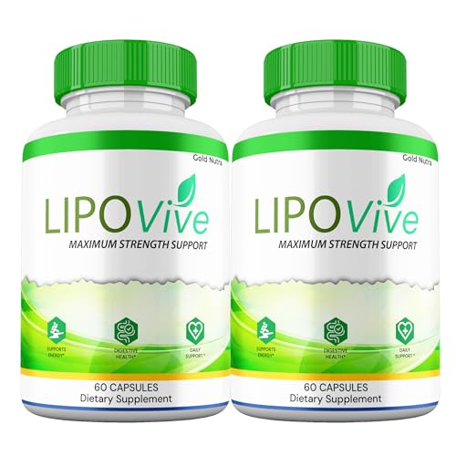 LipoVive Capsules, Maximum Strength Advanced Formula, Lipo Vive Pills Premium Supplement, All Natural Ingredients (2 Pack)