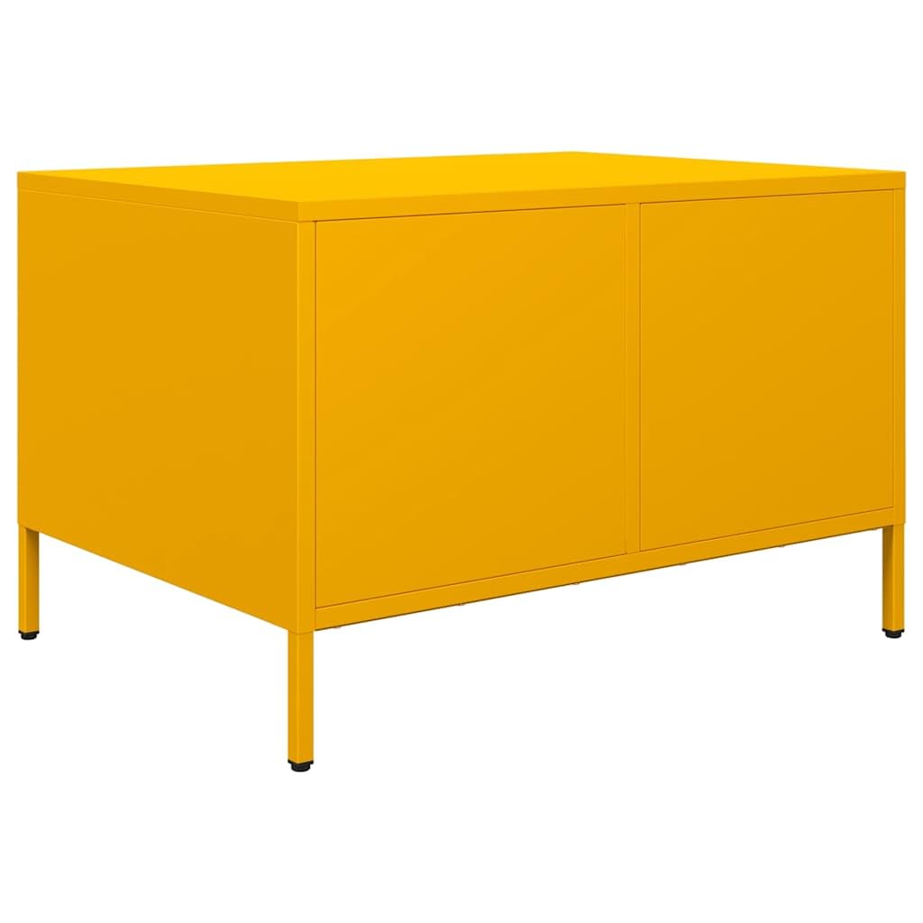 Mesa de centro (68,5 x 50 x 43,5 cm, acero con cajón estante patas regulables en altura, diseño industrial para salón, pasillo, dormitorio