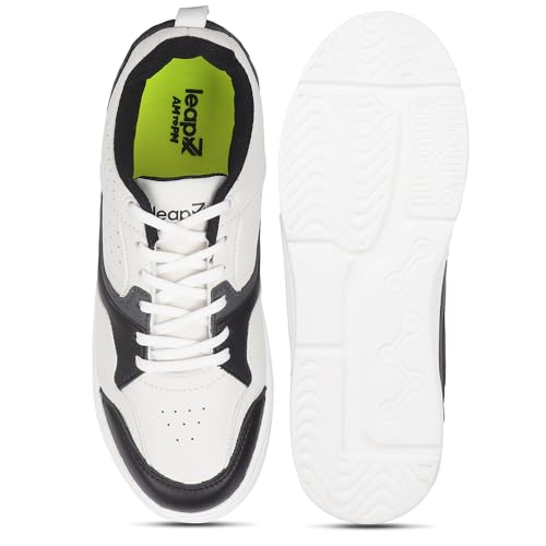 Image of Liberty LEAP7X SNOOKIT-1E Sneakers for Men - Clean White Lace-Up Casual Shoes | Memory Foam Cushioned Insole, Lightweight Sneakers, Walking, College, Travel, Office & Casual Outings