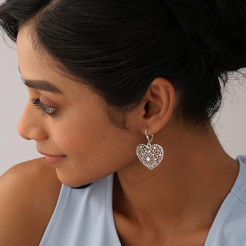 Image of TRUESILVER ACPL 925 Sterling Silver BIS Hallmarked Designer Drop & Dangle Leverback Earrings for Women