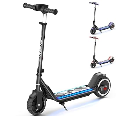 ECOROAD EK6 Kids Electric Scooter for 6-12, 3/6/10mph Speeds for Ultimate Comfort, Adjustable Height Electric Scooter, 150W & Dual Brake Safety, for Growing Adventurers（Rider:3.9-5.2 ft）Obsidian Black