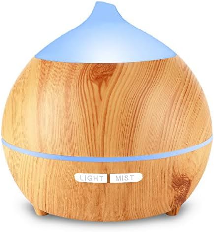 Essential Oil Diffusers, 250ml Aromatherapy Diffuser for Essential Oils, Aroma Oil Diffuser Humidifier, Wood Grain Ultrasonic Diffuser, Waterless Auto Shut Off, 7 Colors Light