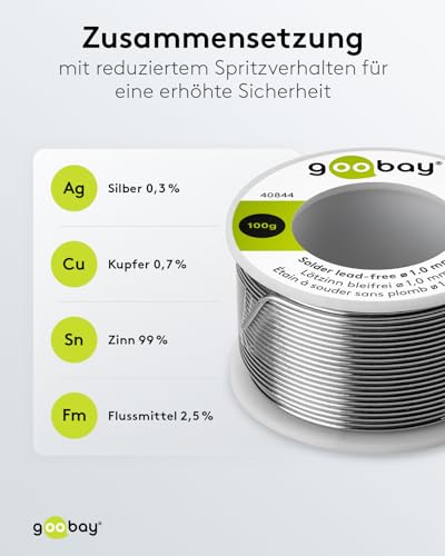 Lötzinn goobay 40844 bleifrei 1mm Lötdraht mit Flussmittel 100g