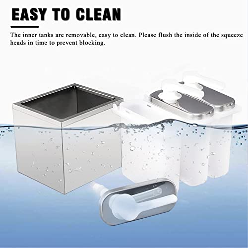 Dispensador de Condimentos, Contenedores de de Bomba, Estación de Plástico y Acero Inoxidable para Cocina y Hogar (Bomba Doble 1L)