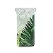 Squeeze Top Sunglasses Pouch Eyeglass Cases PU Leather Soft Anti-Scratch Eyeglass Holder (Green Palm Tree Leaves)