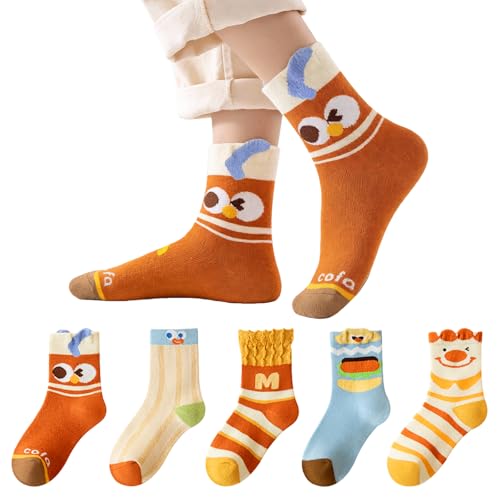 HAGOT 5 Pares de Calcetines Niños Niñas, Cute Divertidos Dibujos Suave y Cómodo, 25 27 EU