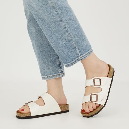 Aomigoct Sandals Womens Dressy Flat: Comfortable Cork Footbed Sandals Women - Beach Summer Walking Slides for Women2