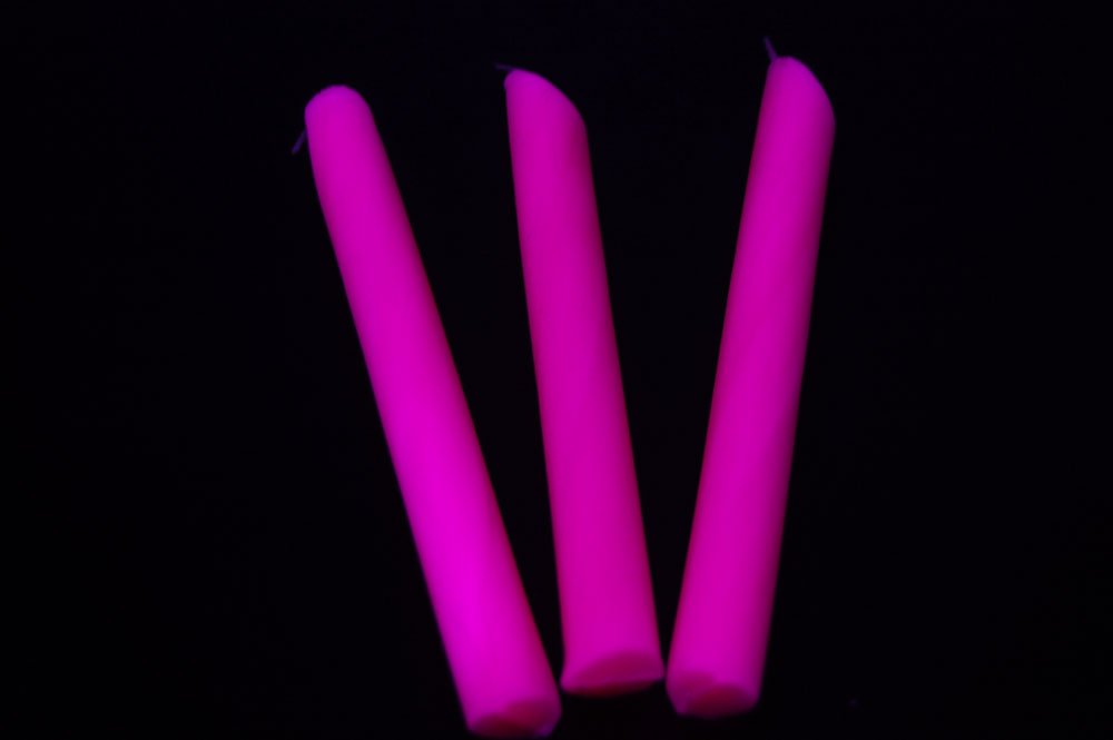 Set of 3 Pink Blacklight Reactive Drip Candles