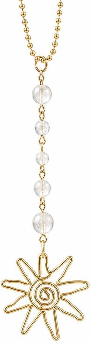 Gold Sun Car Charm, Clear Crystal Rear View Mirror Hanging