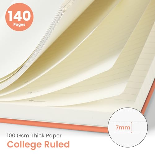 Image of Taja Lined Spiral Journal Notebook for Women & Men, 140 Pages, College Ruled Hardcover Notebook for Work & Note Taking, Journals for Writing, A5(5.7 inch x 7.9 inch) - Coral