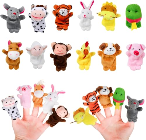 12 Pcs Marionetas de Dedos, Marionetas de Dedo, Marionetas de Mano para niños, Dedos Peluche Animales, Juego de títeres de Dedo de Animalesn, Marionetas Animales, Fiestas Infantiles, Fiestas de bebé
