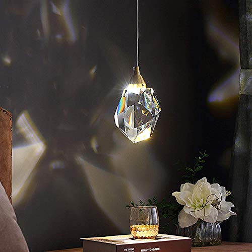 Luminaire E27 suspendu avec lustre mini en cristal géométrique