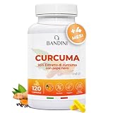 Bandini® Curcuma 120 capsule/4 mesi di fornitura | 700 mg per capsula di Kurkuma al 95% + ...