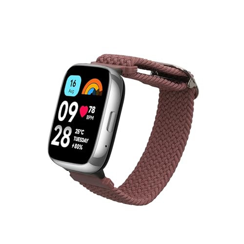 kwmobile Armband kompatibel mit Xiaomi Redmi Watch 3 Active - Nylon Fitnesstracker Sportarmband Band in Mauve - Innenma&szlig;e von 14-22 cm
