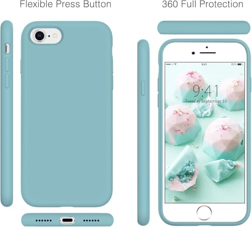 Image of VONZEE Microfiber Candy Case Compatible for iPhone 7 /8 /SE /SE (3rd Gen) Smooth Touch Cushion Liquid Soft Silicone Gel Rubber Phone Cases 4.7 inch|Solid (Cactus)