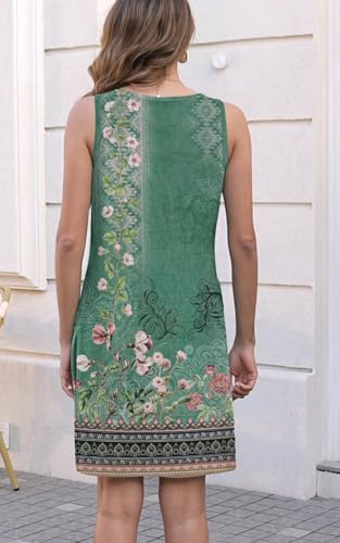 Image of Disamer Womens Summer Dress 2026 Casual Button Down V Neck Sleeveless Boho Floral Beach Sundresses Vacation A-Line Dresses