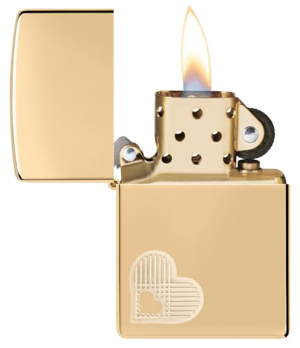 Image of Zippo Double Hearts Design High Polish Brass Pocket Lighter