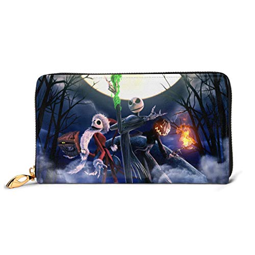 Preisvergleich Produktbild Jack Skellington Nightmare Before Christmas Geldbörse, RFID-blockierend, Echtleder, mit Reißverschluss, Kartenhalter