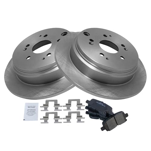 Image of TRQ Rear Brake Pad and Rotor Set Semi Metallic Solid Rotors | For 2002-2004 Honda Odyssey
