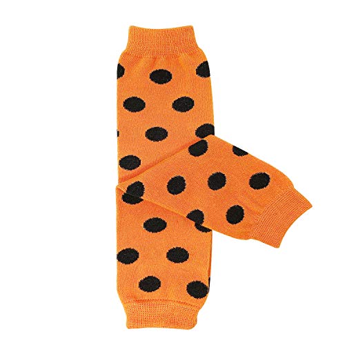 allydrew Playful Patterns Baby & Toddler Leg Warmers, Orange and Black Polka Dots