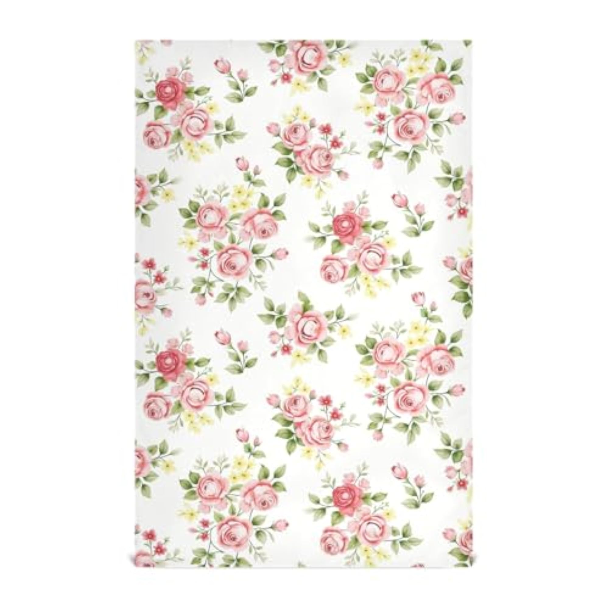 Flower Kitchen Towels 4 Pack, Pink Rose Floral