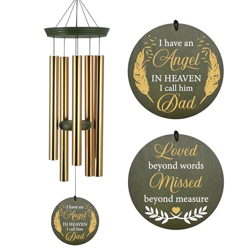 Image of ASTARIN Memorial Angel 36 inch Wind Chimes, Personalized Name Sympathy Wind Chime, in Memory of Loss Mom Loved One, Large Deep Tone Bereavement Windchimes for Outside Clearance(Produced in Texas)