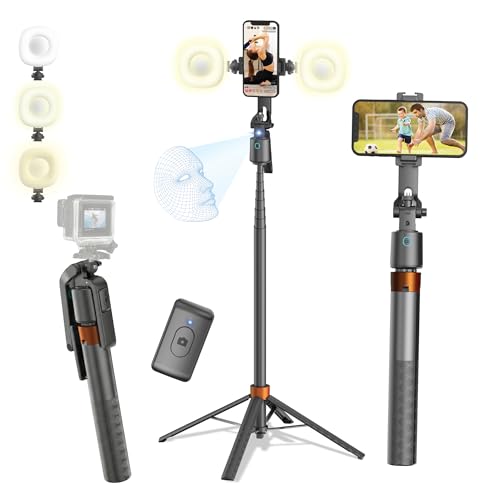 Trípode de seguimiento inteligente 360 con luces led y control remoto para creadores